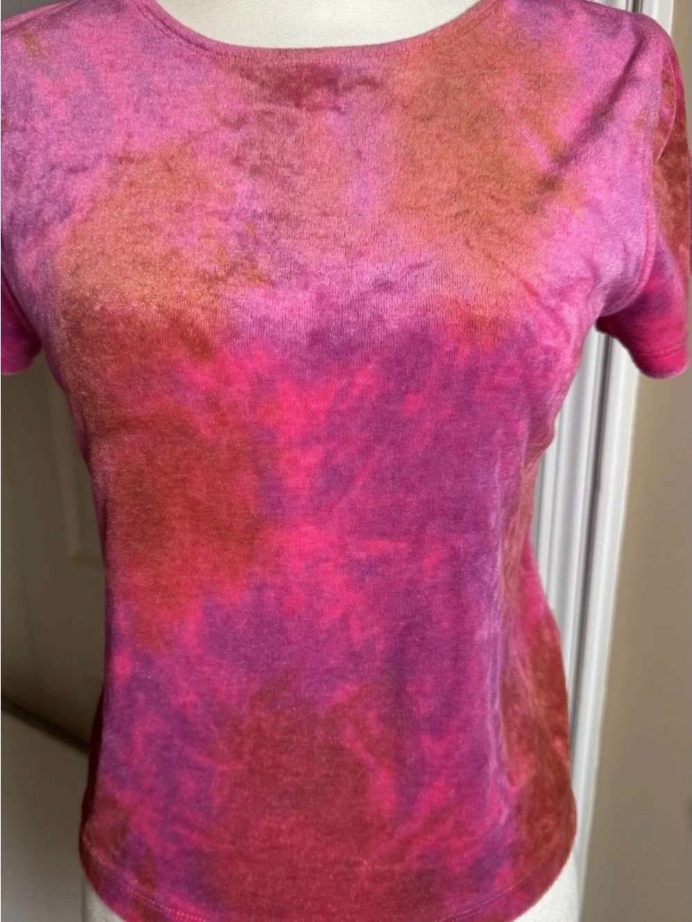 Free People Pink and Purple Tie-Dye Short Sleeve Tee Medium Velvet Feel